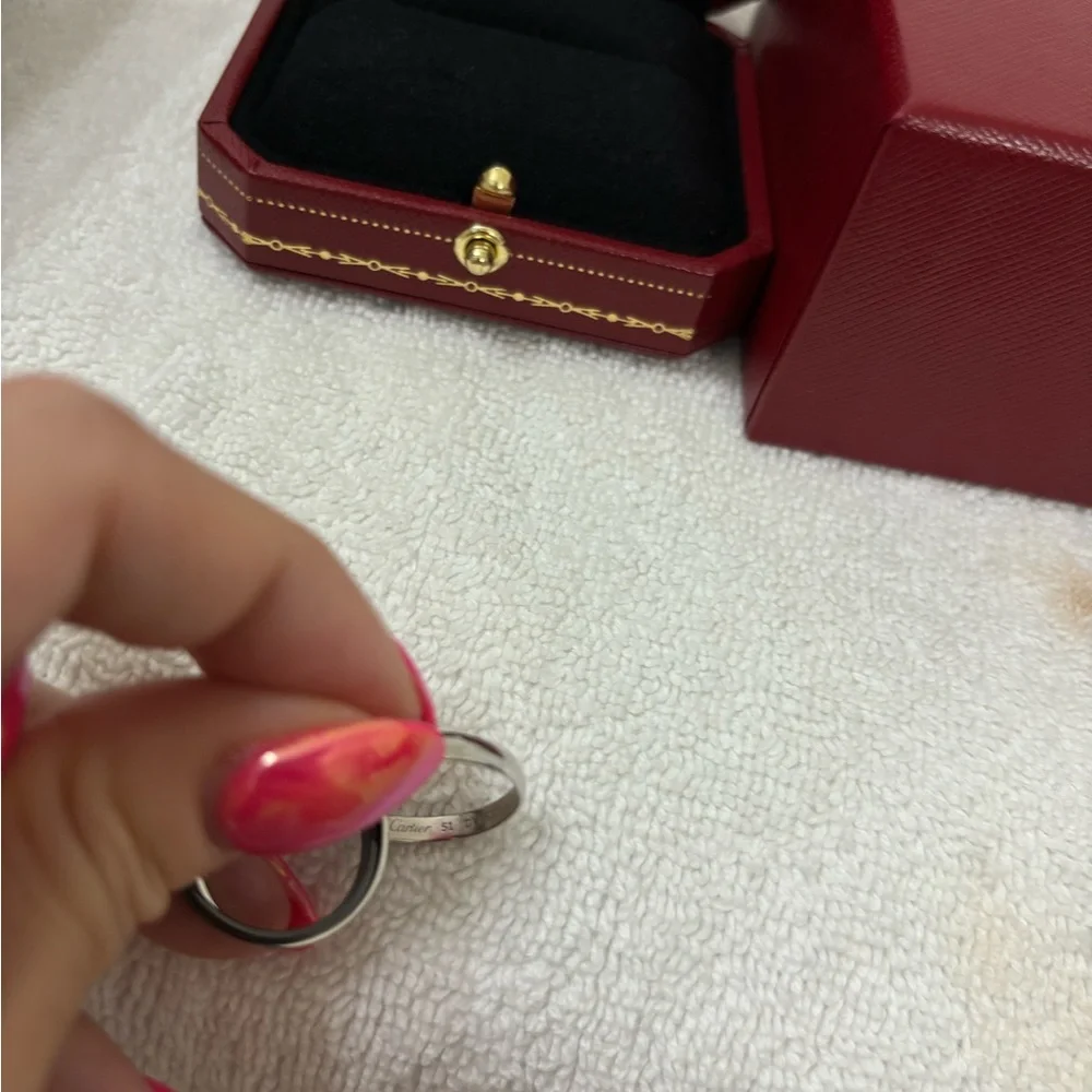 Cartier Trinity Ceramic & Diamond Ring in 18k White Gold 0.45 CTW - Picture 6 of 7